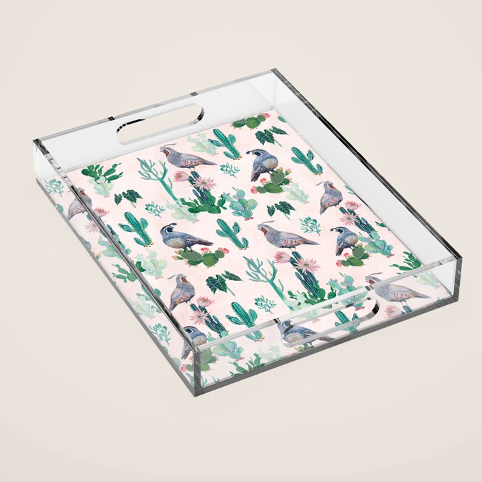 Cactus Quail  Acrylic Tray Gallery Image 1