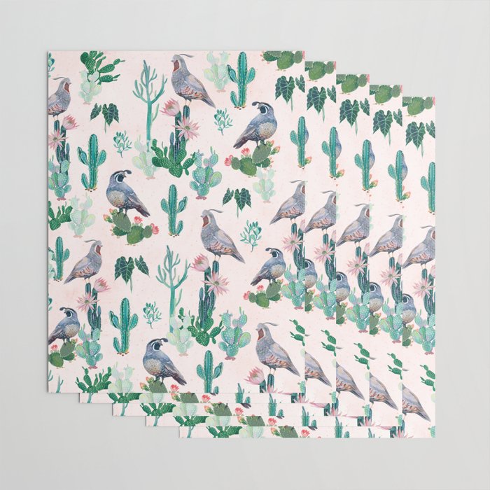 Cactus Quail  Wrapping Paper Gallery Image 3