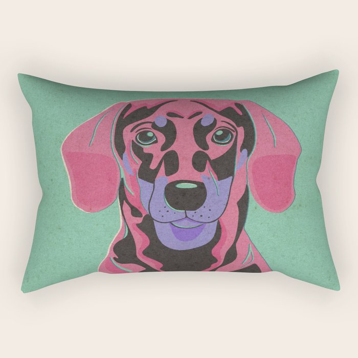 Abstract Dachshund in Pink and Purple Rectangular Pillow Gallery Image 2