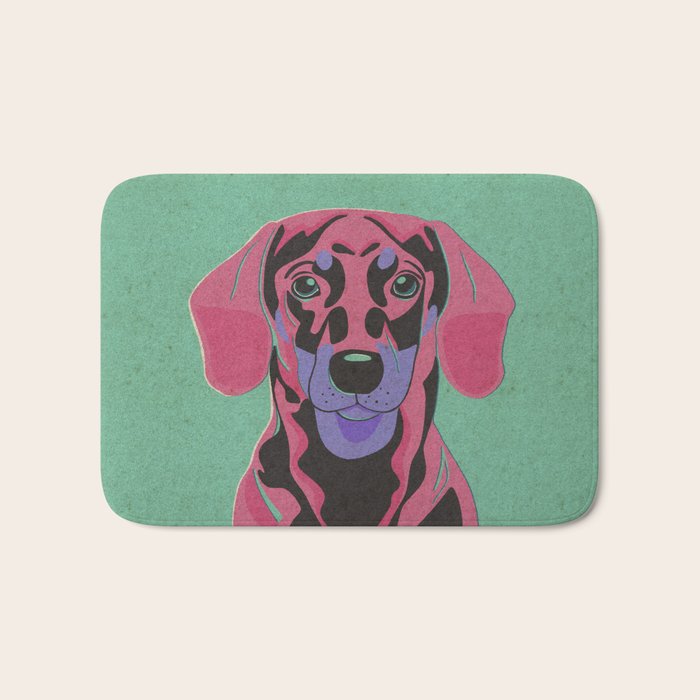 Abstract Dachshund in Pink and Purple Bath Mat Gallery Image 1