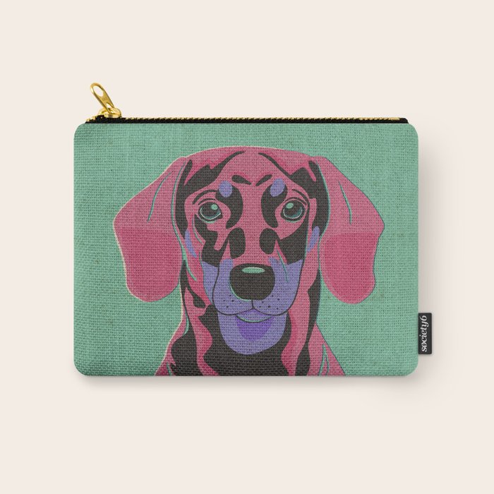 Abstract Dachshund in Pink and Purple Carry All Pouch Gallery Image 1