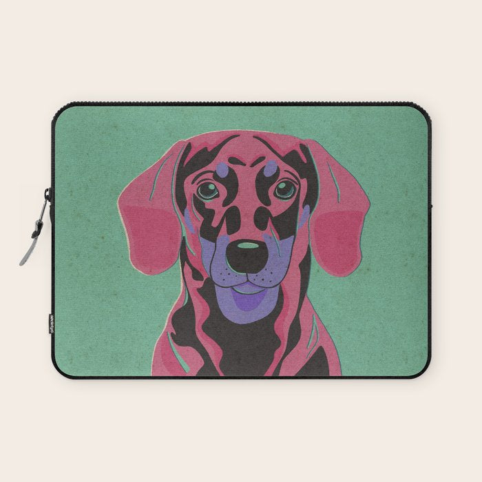 Abstract Dachshund in Pink and Purple Laptop Sleeve Gallery Image 1