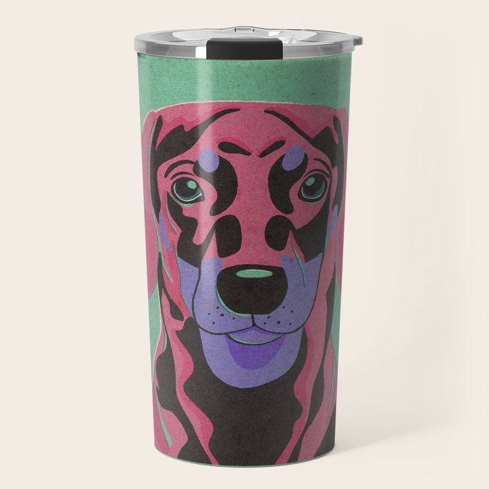 Abstract Dachshund in Pink and Purple Travel Mug Gallery Image 1