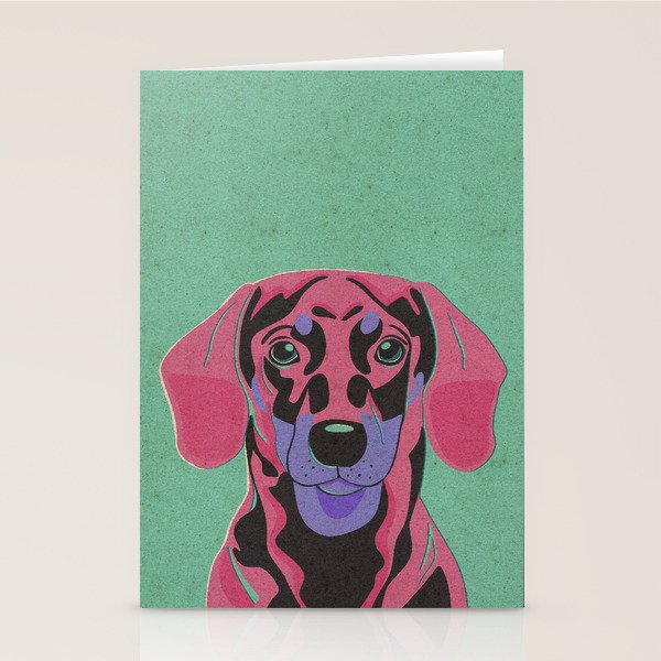 Abstract Dachshund in Pink and Purple Stationery Card Gallery Image 2