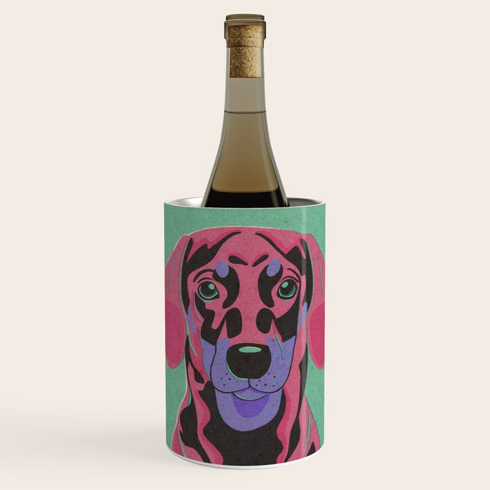 Abstract Dachshund in Pink and Purple Wine Chiller Gallery Image 1