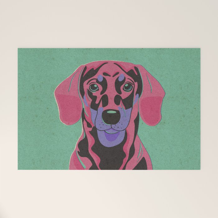 Abstract Dachshund in Pink and Purple Welcome Mat Gallery Image 1