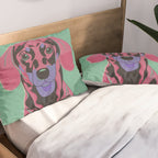 Abstract Dachshund in Pink and Purple Pillow Sham Gallery Image 2
