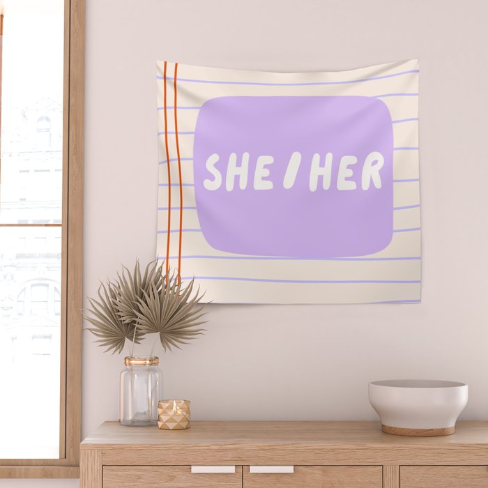 She/Her - pronoun badge  Wall Tapestry Gallery Image 2