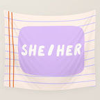 She/Her - pronoun badge  Wall Tapestry Gallery Image 4