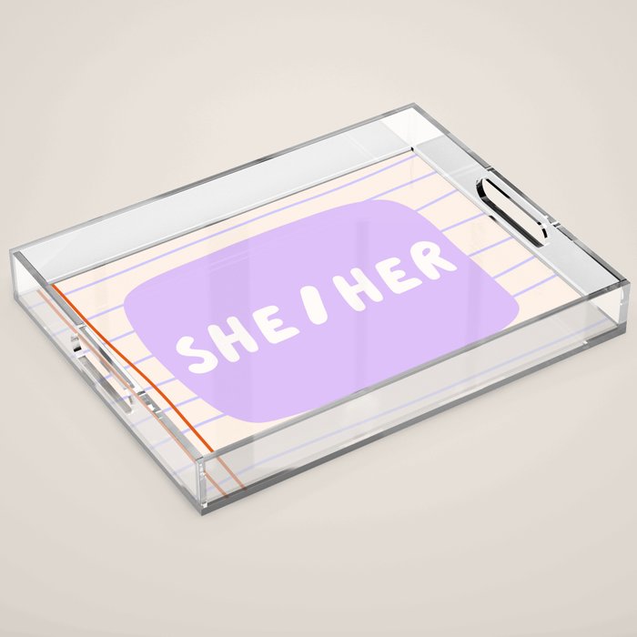 She/Her - pronoun badge  Acrylic Tray Gallery Image 1