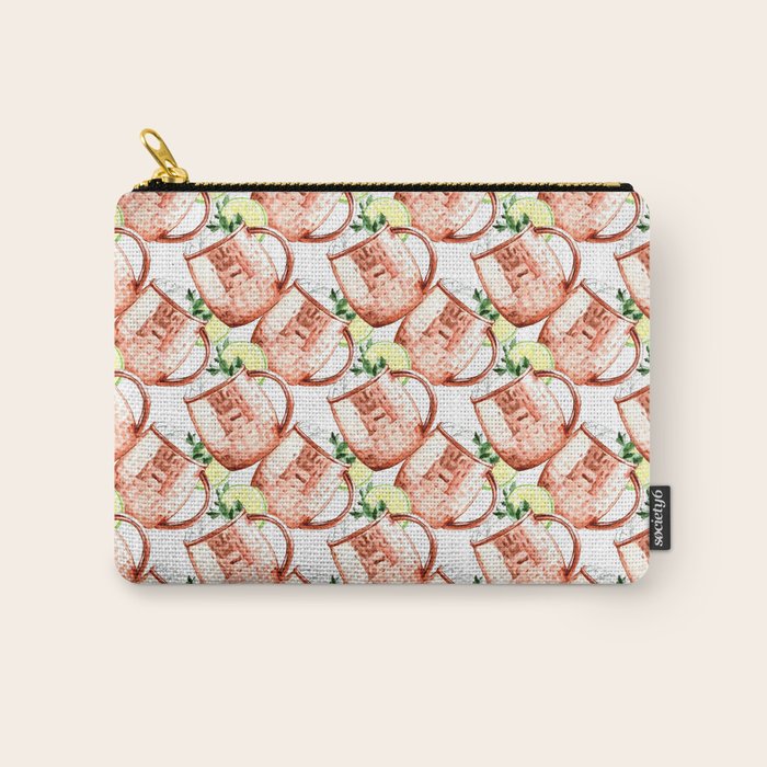 Cocktails. Moscow Mule. Watercolor Painting. Carry All Pouch Gallery Image 1