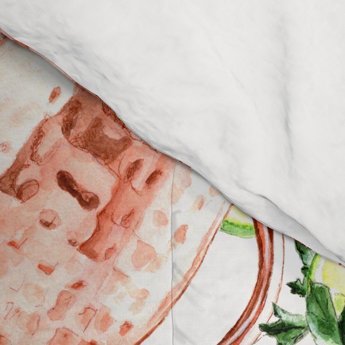 Cocktails. Moscow Mule. Watercolor Painting. Comforter Gallery Image 4