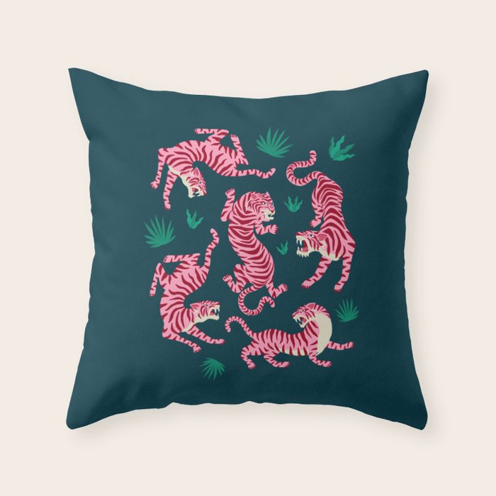 Night Race: Pink Tiger Edition Throw Pillow Gallery Image 1