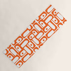 Mid Century Modern Piquet Abstract Multi Geometric Pattern in Orange and White Yoga Mat Gallery Image 1
