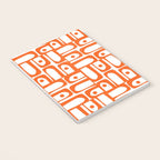 Mid Century Modern Piquet Abstract Multi Geometric Pattern in Orange and White Notebook Gallery Image 3