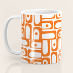 Mid Century Modern Piquet Abstract Multi Geometric Pattern in Orange and White Coffee Mug Gallery Image 3