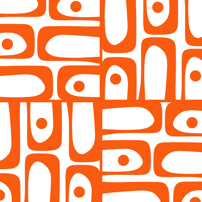 Mid Century Modern Piquet Abstract Multi Geometric Pattern in Orange and White Coffee Mug Gallery Image 2