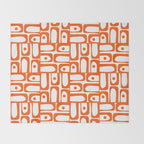 Mid Century Modern Piquet Abstract Multi Geometric Pattern in Orange and White Throw Blanket Gallery Image 2