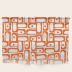 Mid Century Modern Piquet Abstract Multi Geometric Pattern in Orange and White Wall Hanging Gallery Image 1