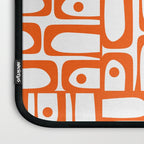 Mid Century Modern Piquet Abstract Multi Geometric Pattern in Orange and White Laptop Sleeve Gallery Image 3