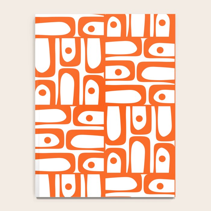 Mid Century Modern Piquet Abstract Multi Geometric Pattern in Orange and White Notebook Gallery Image 4