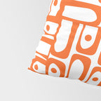 Mid Century Modern Piquet Abstract Multi Geometric Pattern in Orange and White Pillow Sham Gallery Image 4