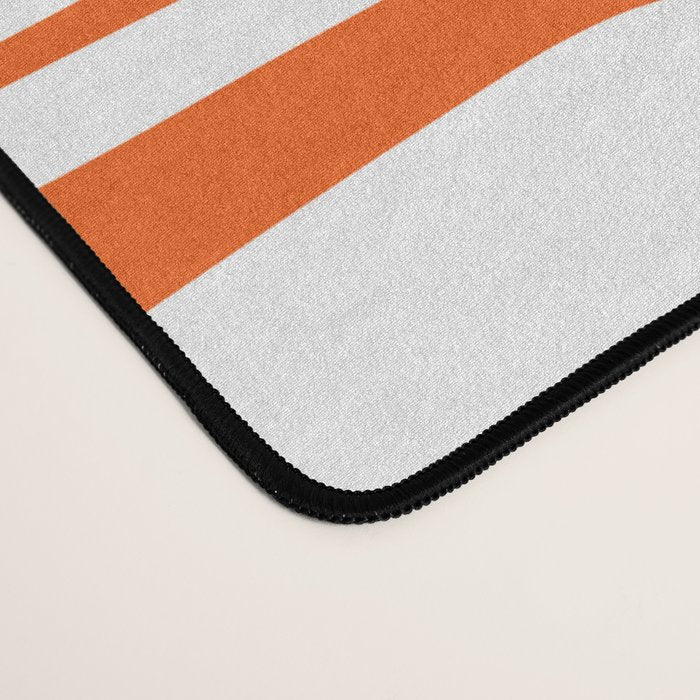 Mid Century Modern Piquet Abstract Multi Geometric Pattern in Orange and White Desk Mat Gallery Image 4