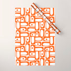Mid Century Modern Piquet Abstract Multi Geometric Pattern in Orange and White Wrapping Paper Gallery Image 1