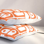 Mid Century Modern Piquet Abstract Multi Geometric Pattern in Orange and White Pillow Sham Gallery Image 3