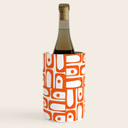 Mid Century Modern Piquet Abstract Multi Geometric Pattern in Orange and White Wine Chiller Gallery Image 3