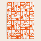 Mid Century Modern Piquet Abstract Multi Geometric Pattern in Orange and White Poster Gallery Image 4