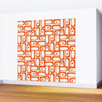 Mid Century Modern Piquet Abstract Multi Geometric Pattern in Orange and White Wall Mural Gallery Image 2
