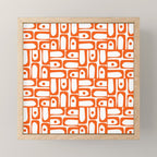 Mid Century Modern Piquet Abstract Multi Geometric Pattern in Orange and White Mini Art Print Gallery Image 1