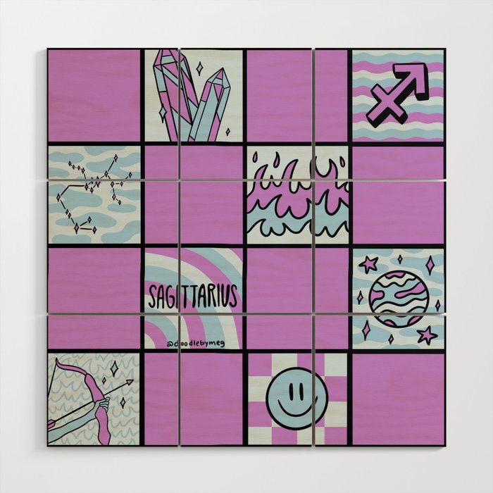 Sagittarius Checkered Print Wood Wall Art Gallery Image 1