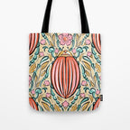 Retro Floral Beetle - pink red gold and teal Tote Bag Gallery Image 1