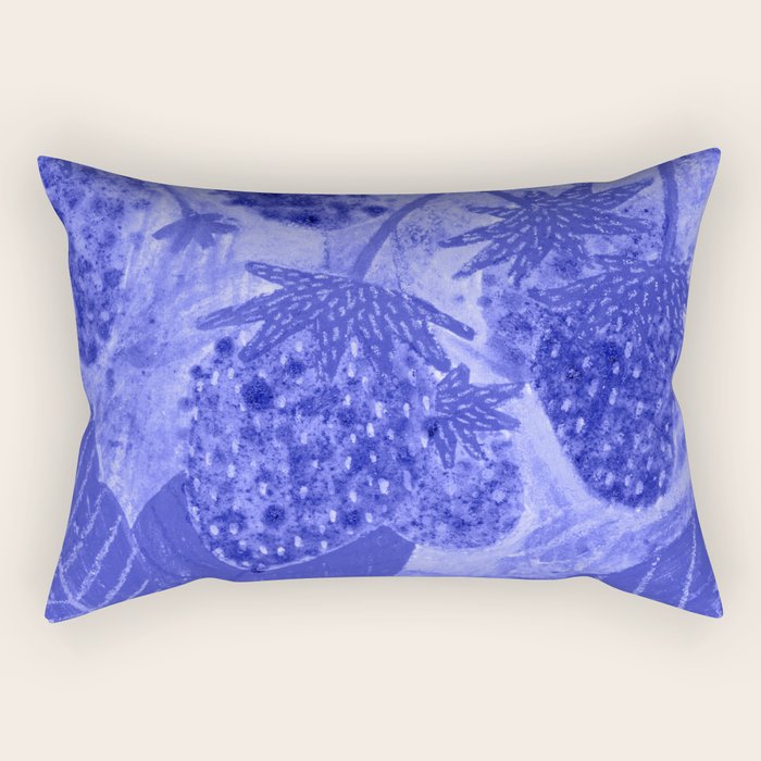 Strawberry Garden in Botanical Blue Rectangular Pillow Gallery Image 2
