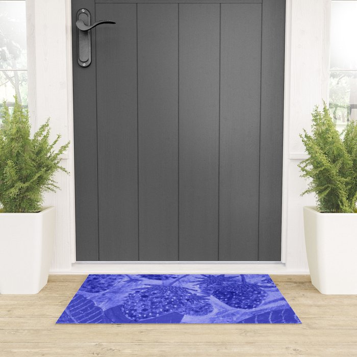 Strawberry Garden in Botanical Blue Welcome Mat Gallery Image 3