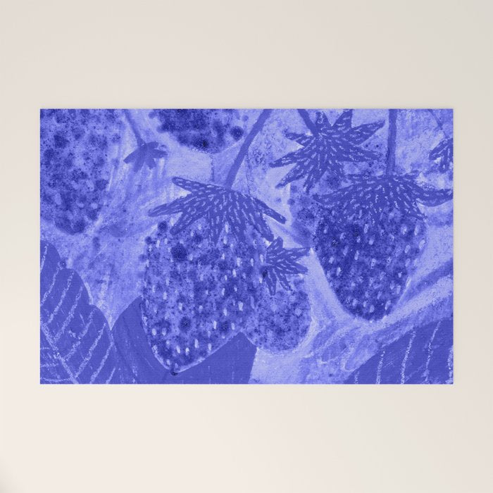 Strawberry Garden in Botanical Blue Welcome Mat Gallery Image 1