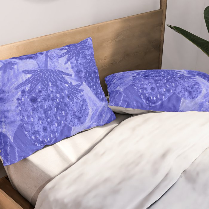 Strawberry Garden in Botanical Blue Pillow Sham Gallery Image 2