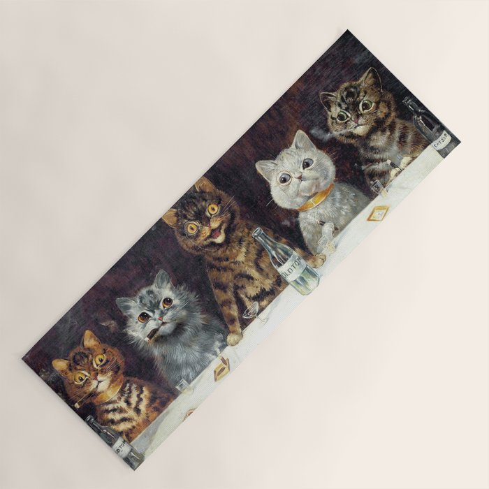 'The Bachelor Party' Vintage Cat Art by Louis Wain Cat Art Yoga Mat Gallery Image 1