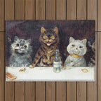 'The Bachelor Party' Vintage Cat Art by Louis Wain Cat Art Outdoor Rug Gallery Image 1