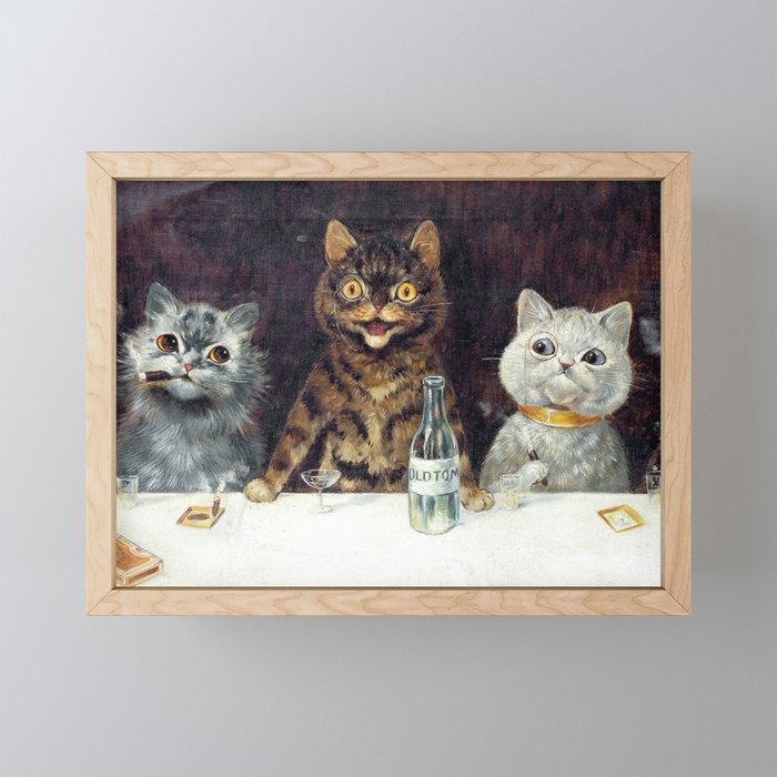 'The Bachelor Party' Vintage Cat Art by Louis Wain Cat Art Mini Art Print Gallery Image 1