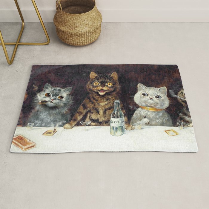 'The Bachelor Party' Vintage Cat Art by Louis Wain Cat Art Rug Gallery Image 1