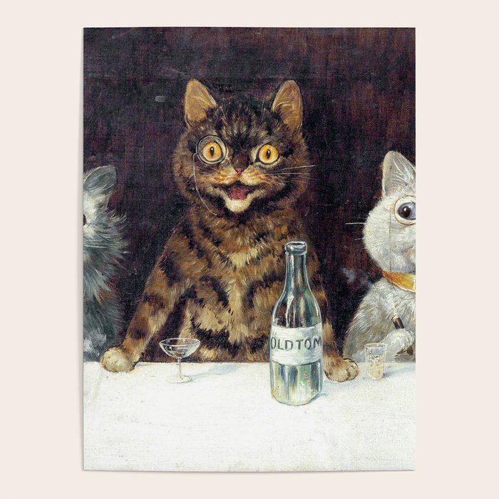'The Bachelor Party' Vintage Cat Art by Louis Wain Cat Art Poster Gallery Image 1