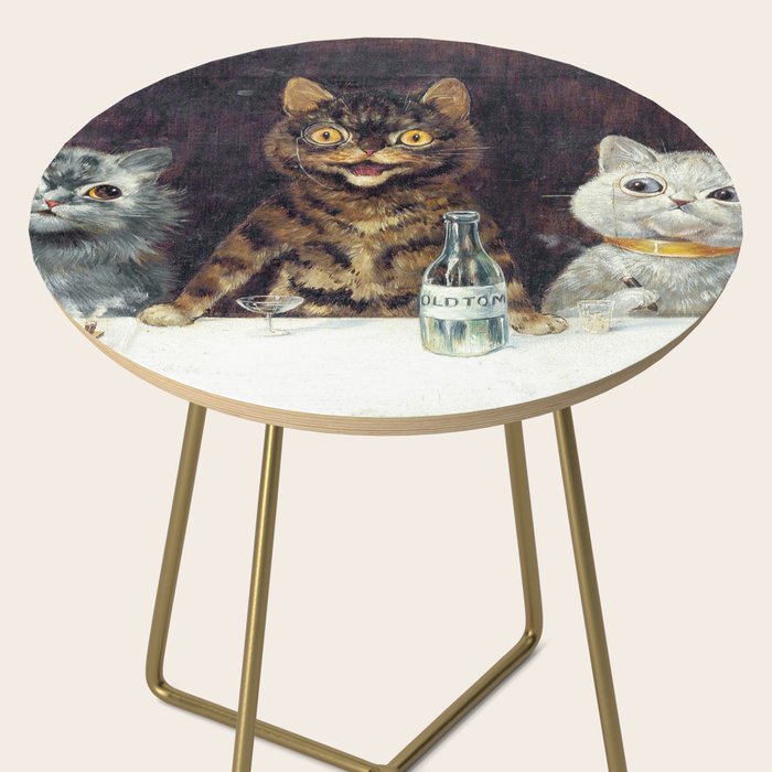 'The Bachelor Party' Vintage Cat Art by Louis Wain Cat Art Side Table Gallery Image 2