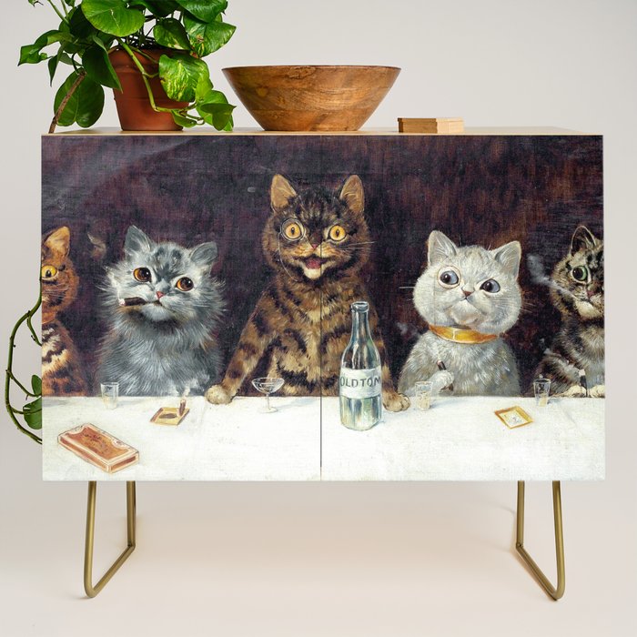 'The Bachelor Party' Vintage Cat Art by Louis Wain Cat Art Credenza Gallery Image 1