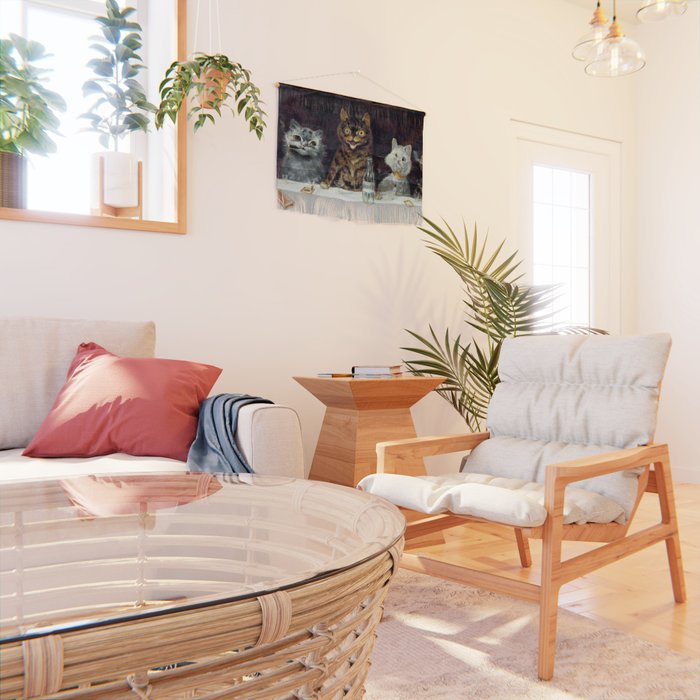 'The Bachelor Party' Vintage Cat Art by Louis Wain Cat Art Wall Hanging Gallery Image 2