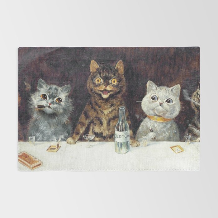 'The Bachelor Party' Vintage Cat Art by Louis Wain Cat Art Rug Gallery Image 2