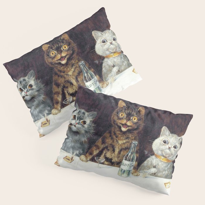 'The Bachelor Party' Vintage Cat Art by Louis Wain Cat Art Pillow Sham Gallery Image 1
