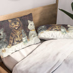 'The Bachelor Party' Vintage Cat Art by Louis Wain Cat Art Pillow Sham Gallery Image 2